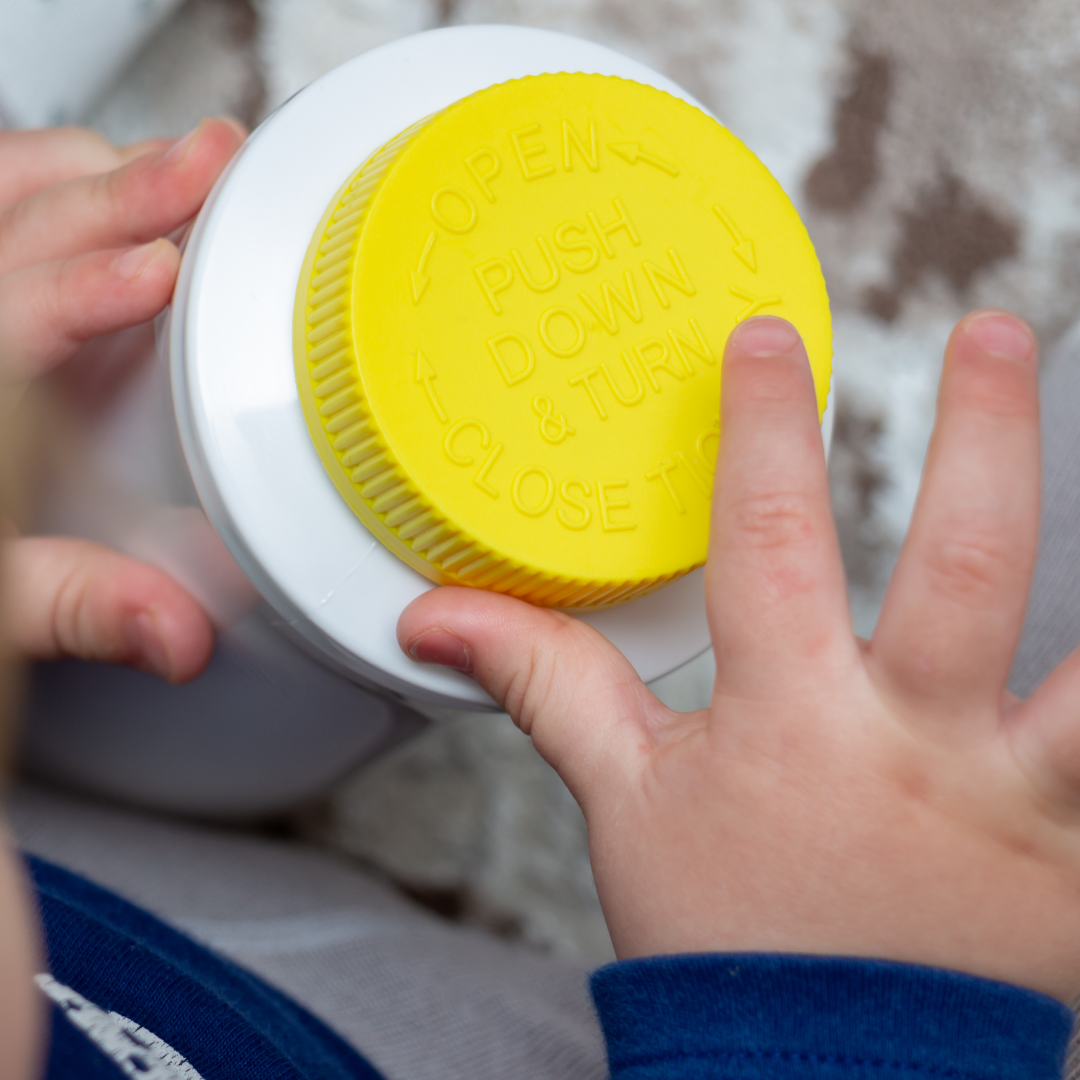 Child Resistant Closures Text and Pictorial Directional (Ribbed and Smooth)